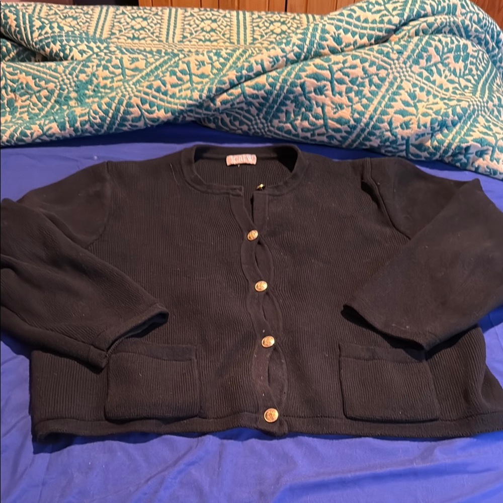 J. Crew Black and Gold Blazer with Round Neckline